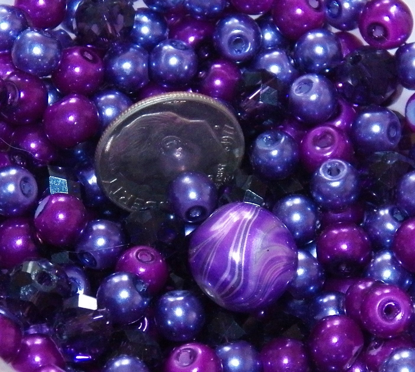 1/4lb Mixed Purple Glass Beads Big Bulk Lot Faceted Czech