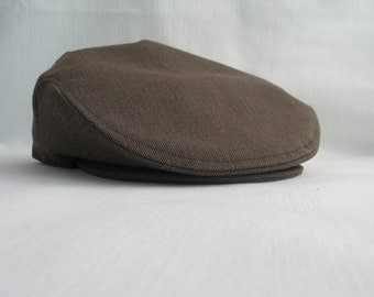 Brown Jeff Cap, Brown Herringbone Wedding Newsboy, Little Boy Clothing, Baby Flat Cap, Toddler Birthday Photo Clothing, Man's Brown Hat