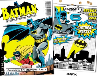 Batman Invitation Batman Birthday Party Comic Book Invitation Customized Superhero Invitation PRINTABLE