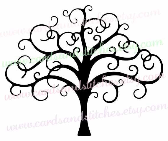 Swirly Tree Svg Tree Svg Fancy Tree Vector by cardsandstitches