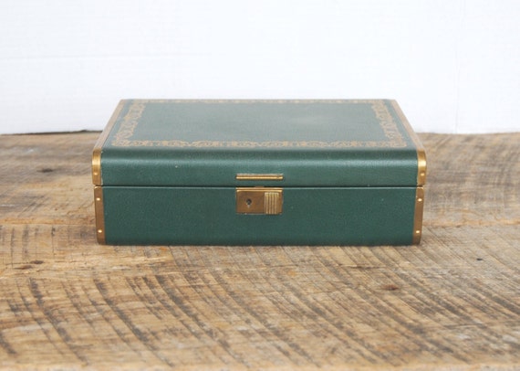 Vintage Green Jewelry Organizer Box Fashioned by Farrington