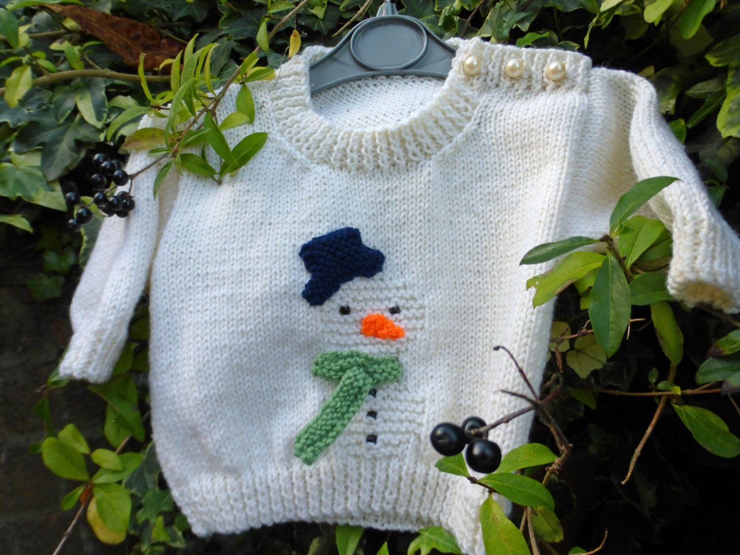 Christmas Jumper BABY KNITTING PATTERN in pdf Snowman