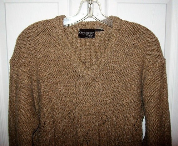 mens tan v neck sweater