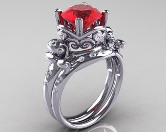art masters vintage 14k white gold 30 ct ruby diamond wedding ring set r167s 14kwgdr - Black And Pink Wedding Ring Sets art masters vintage 14k white gold 30 ct ruby diamond wedding ring set r167s 14kwgdr - Black And Pink Wedding Ring Sets