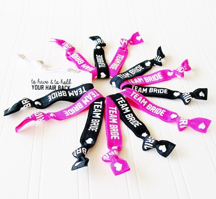 Team Bride Hair Ties Bridal Shower by LuckyGirlHairTies on Etsy