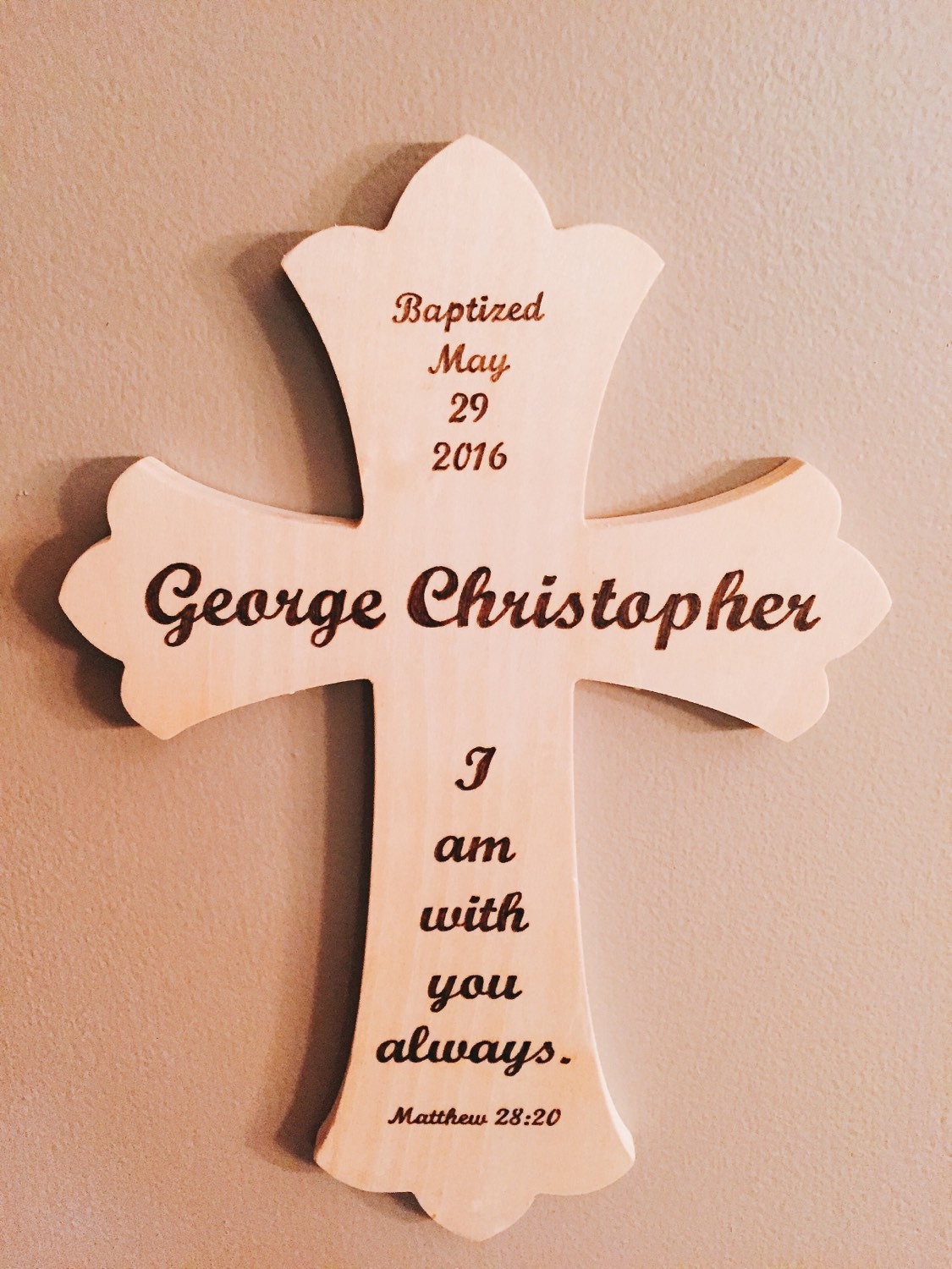 Baptism/Christening Wooden Cross Personalized