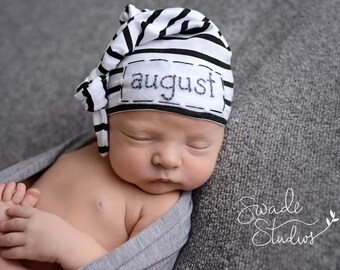 baby name hat - personalized hat - knot hat - baby boy hospital hat - hospital hat - personalized baby - little brother outfit