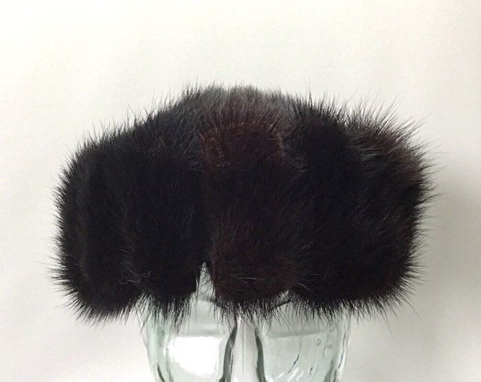 Vintage Dark Brown Mink Fur Hat. Union Made Fur Hats. Luxurious Hat. Dark Mink Hat. Winter Hat. Vintage Evening Fur Hat.