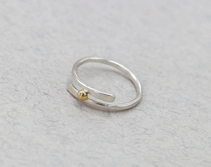 Silver Band Ring Silver rings Sterling Silver Rings Unique Rings Gold and Silver Ring Gold Dot Ball Ring Gold Ball Minimalist Jewelry gold