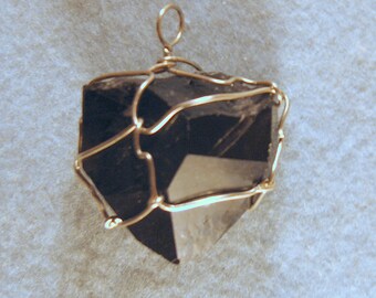 Smoky Quartz Arkansas Crystal Wire Wrapped Pendant