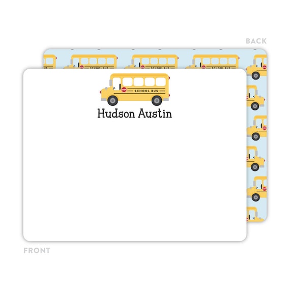 School Bus Note Cards Personalized Flat Note Cards School