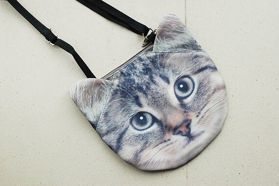 Tabby cat cross body bag cat shoulder bag cat purse by BENWINEWIN