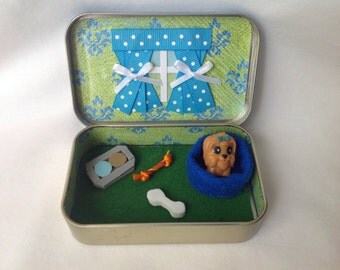 Stocking Stuffer,Altoids Dog Playset, Pet Dog/PuppyToy Tin Squinkies/Stocking Stuffer Quiet time Tin, Travel Toy