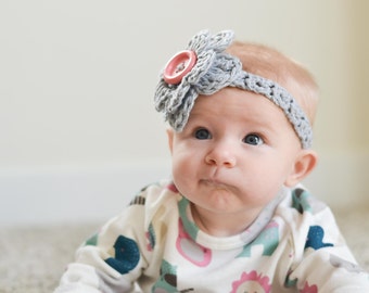 crochet baby headband, crochet baby headband with flower, crochet headband, baby headband, kids headband