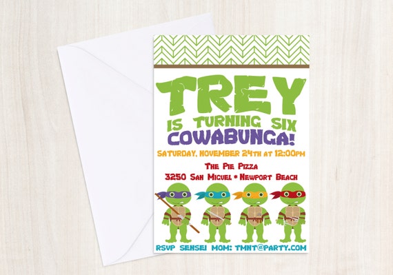 Custom Birthday Party Invite - TMNT Invitation - Ninja - Party Supplies Il_570xn
