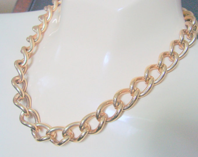 80s Chunky Modernist Goldtone Necklace / Vintage Jewelry / Jewellery