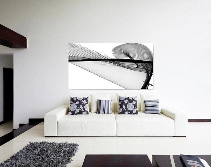 Abstract Black and White 22-03-01. Contemporary Unique Abstract Wall Decor, Large Contemporary Canvas Art Print up to 72" by Irena Orlov