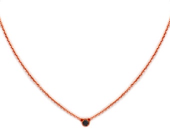 Dainty Gemstone Necklace - Delicate Rose Gold Chain Necklace - Onyx Necklace - Birthstone - Tiny Gemstone Necklace - Layering Necklace