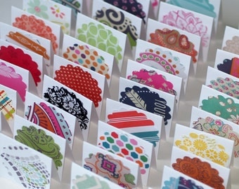 Mini NOTECARD Assortment ... 50 Tiny Square Notes Colorful Assortment Blank Notes Small Thank You Gift Cards Folded Messages Cute Stationery