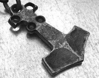 Muspelheim Hammer, Thor's Hammer, Mjölnir Hammer, Thor Norse God, Hand Forged Iron Hammer Necklace, Iron Hammer