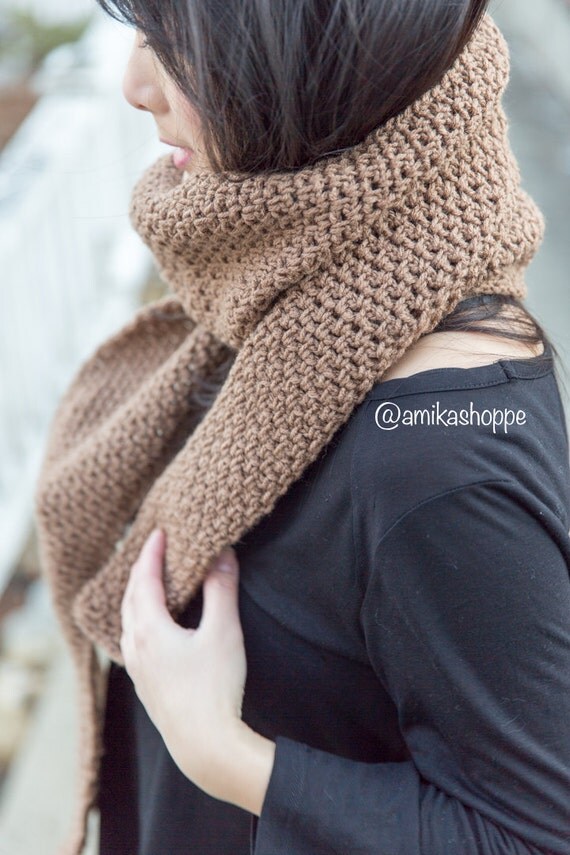 Items similar to Oversized neutral scarf extra long neutral chocolate