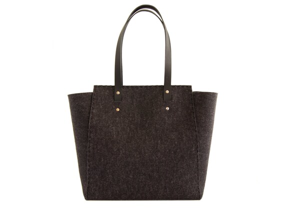 Extra large Felt TOTE BAG / black felt tote bag / black felt shopper / felt shoulder bag / carry all bag / made in Italy