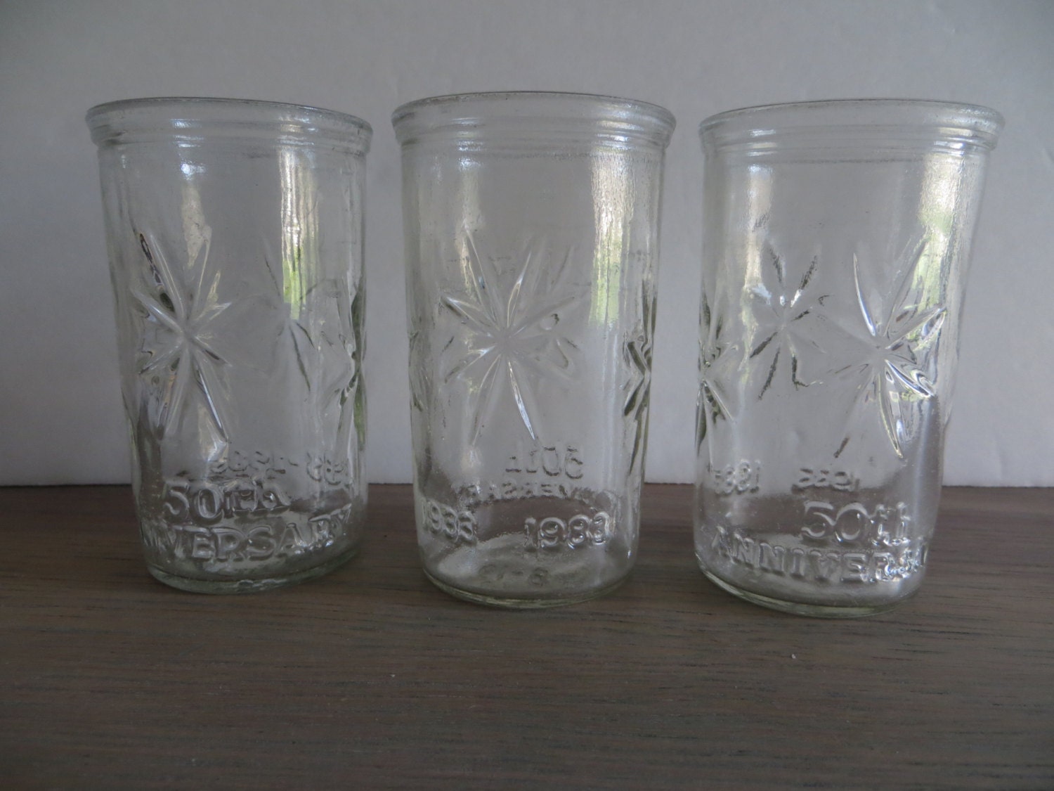 Vintage Ball Jelly Glasses 50th Anniversary Star Pattern