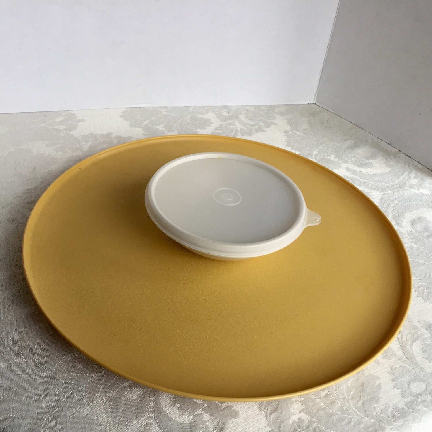 Vintage Tupperware Harvest Gold Chip and Dip Plastic Plate and