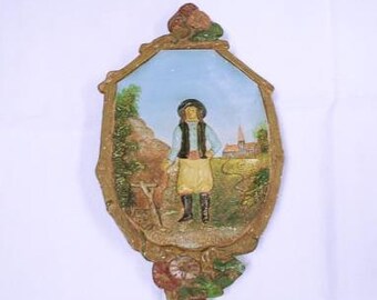 Quimper Breton souvenir frame de Bretagne Barbotine marked WS&S v12