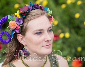 Horn Headdress, Maenad Ram Horn Headband, Cosplay Halloween Costume, Head Wreath, Demon Headdress, Hair Wreath Floral Crown Renaissance Fair