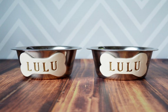 Personalized Set of Dog Bowls - Stainless Steel