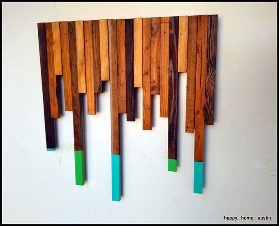 Scrap Wood Wall Art with Blue and Green Paint