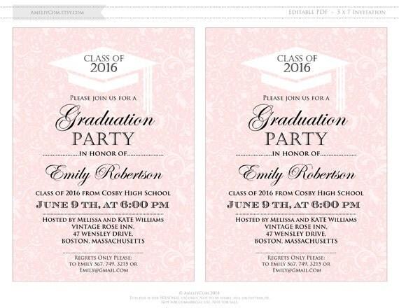 Graduation Announcement instant download printable template