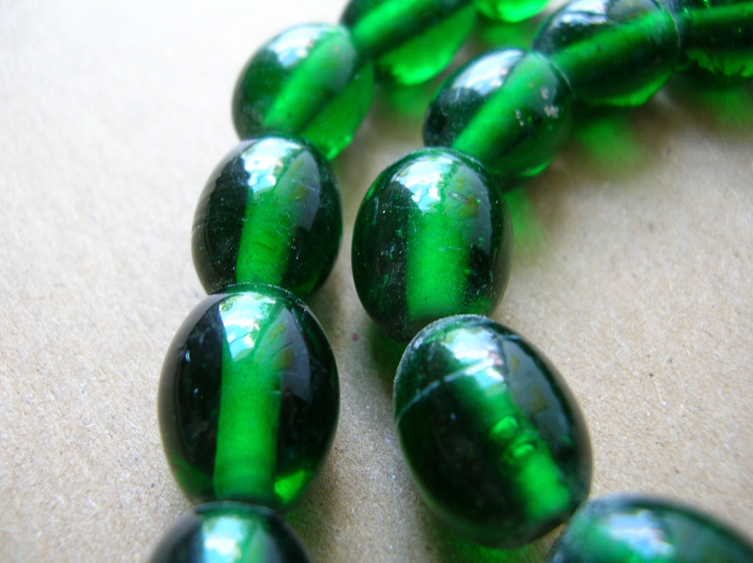 Large Emerald Green Oval Beads Large Glass Oval Beads
