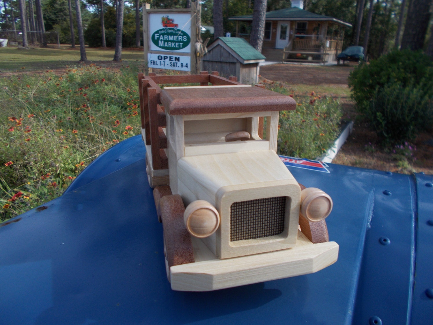 Wooden Stake Bed Truck farm truck by toymakerofsouthport on Etsy