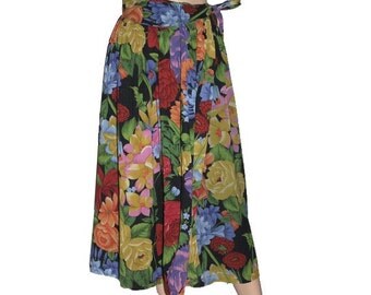 1970 René Derhy gauze floral wrap Skirt midi