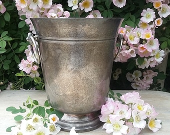 Hallmarked Silver Champagne Ice Bucket, French Bistro Ring Handles