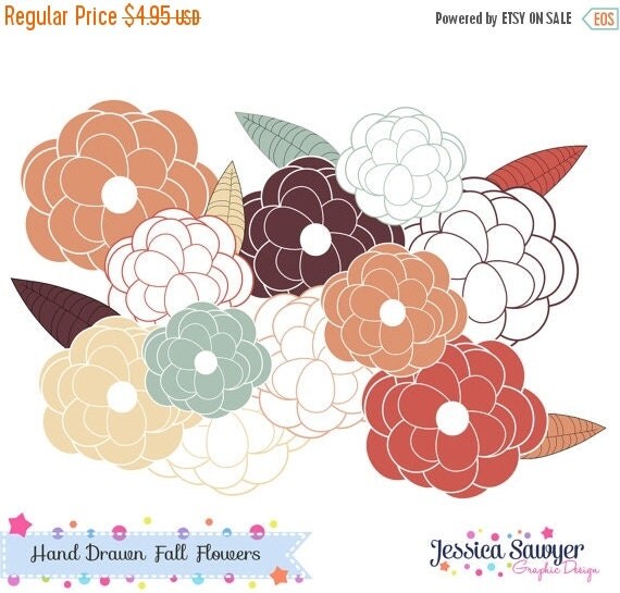 80% OFF - INSTANT DOWNLOAD, fall flower clipart for personal and commercial use Il_570xn