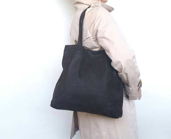 Brown Suede Leather Bag Classic Tote Bag Stylish Fashion