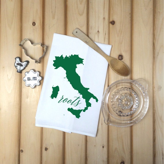 Italian Roots Tea Towel Italy Flour Sack Towel Map of Italy