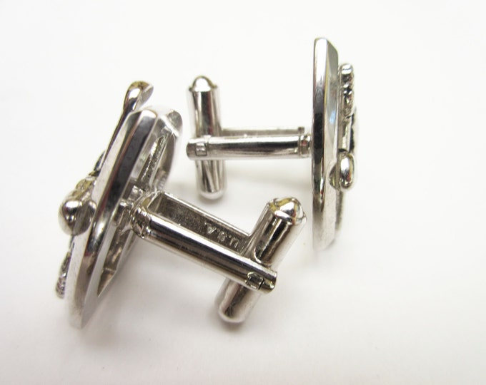 Golfer cuff link - Signed Hickok - silver tone - Mid century - Mens cufflinks