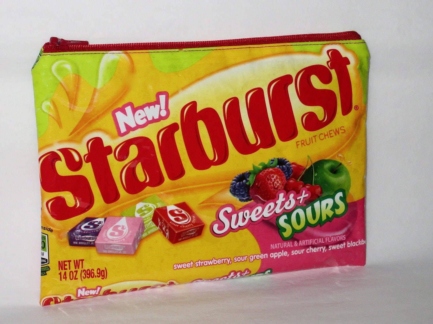 NEW Starburst Sweets & Sours Candy Wrapper Upcycled Zippered