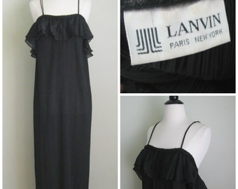 Vintage 1970's Black Nylon Nightgown// Lanvin//