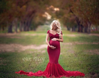 Blake Gown~Maternity Dress~Fitted Maternity Dress with Sheer Chiffon Skirt~Maternity Wedding Gown~Maternity Wedding Dress~Bridesmai