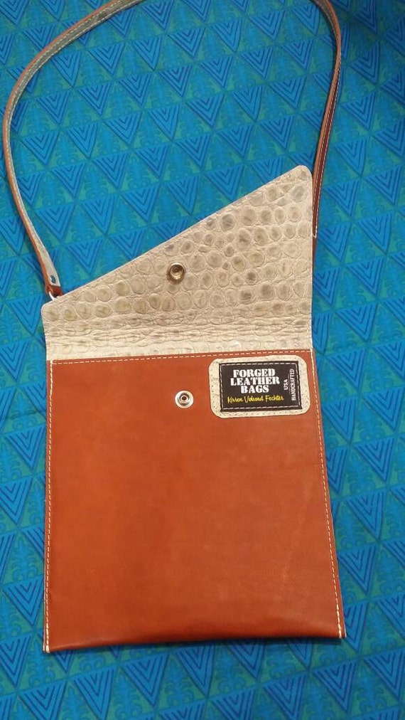 Brown Leather Shoulder Bag Pouch Sling Handmade in USA