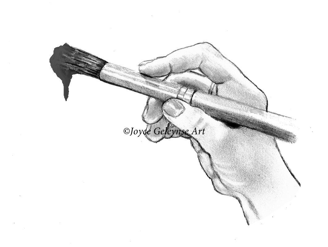 Pencil Clipart Hand Drawn Clip Art Hand with Paint Brush