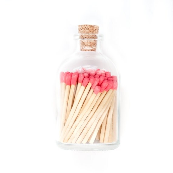 Flamingo Pink Matchstick Jar™. Hot Pink matches. by HarvestPaperCo