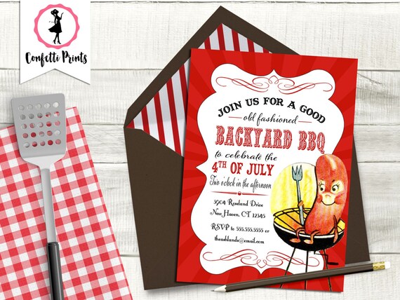 Barbecue Invitation | 4th of July | Fourth Of July | Graduation Party Invitation | I Do BBQ | Rehearsal BBQ - Hot DIGGITY | Printable Il_570xn