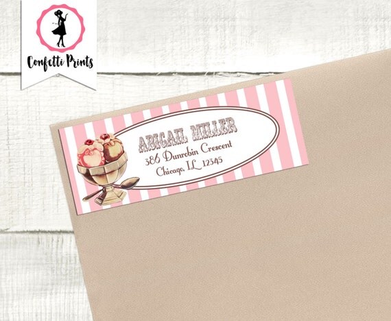 Return Address Label | Personalized Address Labels | Ice Cream Party | Address Stickers | Printable Address Labels - ICE CREAM SOCIAL Il_570xn