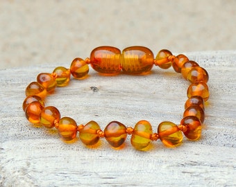Amber Teething Anklet - Bracelet - Safety Knotted - Authentic Baltic Amber